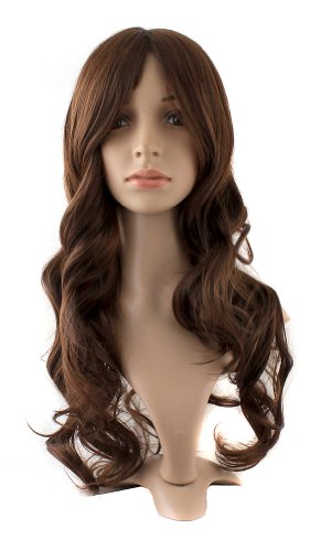 MapofBeauty 24 Inch/60cm Charming Synthetic Fiber Long Wavy Hair Women Party Full Wig (Brown)