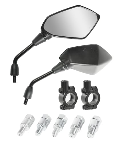 RACOONA Motorcycle Mirrors,Motorcycle Mirrors for Handlebar,TV Mirrors Motorcycle Rear View Mirror,Car Accessories Handlebar Rear View Side Mirror with M8 M10 Bolt,Fits Bike,Scooter,ATV,UTV,Dirt Bike