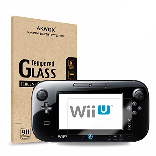 (Pack of 2) Tempered Glass Screen Protector for Nintendo Wii U, Akwox [0.3mm 2.5D High Definition 9H] Premium Clear Screen Protective Film for Nintendo Wii U