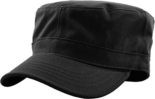 KBK-1464 BLK XL Cadet Army Cap Basic Everyday Military Style Hat (Now with STASH Pocket Version Available)