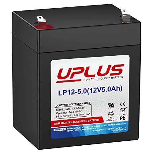 UPLUS LP12-5 12 Volt 5Ah Rechargeable AGM Battery, DJW12-4.5 SLA Battery Replacement Batteries Backup for LiftMaster/Craftsman 4228 Garage Door Opener, Security Alarm System etc.