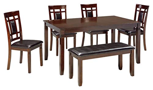 Signature Design by Ashley Bennox Dining Room Set, Includes Table, 4 18' Chairs & Bench, Brown