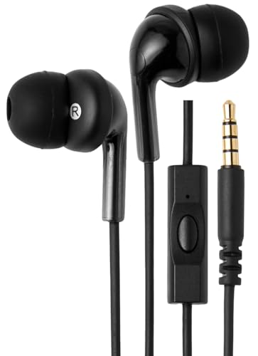 Amazon Basics In Ear Wired Headphones, Earbuds with Microphone No Wireless Technology, 51.18 x 0.79 x 0.51 inches, Black