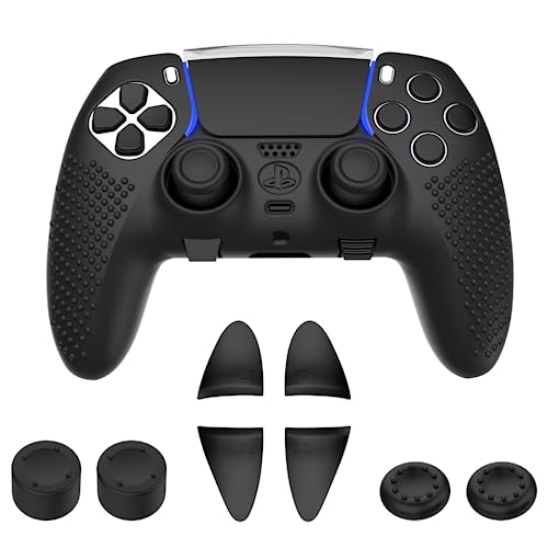 KOEBSHPE Anti-Slip Cover for PS5 DualSense Edge Controller, Accessories for PS5 DualSense Including Cover for DualSense Edge, Thumb Caps, Triggers Extenders, and Touchpad Sticker
