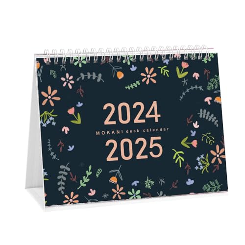 Desk Calendar 2024, Monthly Desktop Calendar, Standing Flip Calendar with Thick Paper(Jan. 2024 - Jun. 2025, 10' x 8.25'), Academic Year Standing Desk Calendar with Planner Stickers