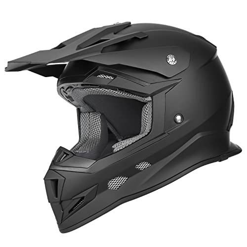 GLX GX23 Dirt Bike Off-Road Motocross ATV Motorcycle Full Face Helmet for Men Women, DOT Approved (Matte Black, Large)
