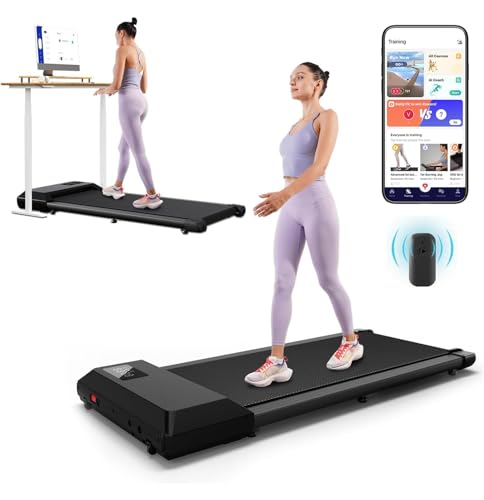 DeerRun Walking Pad 2 in 1 Under Desk Treadmill, 2.5HP Low Noise Walking Pad Running Jogging Machine with Remote Control for Home Office, Lightweight Portable Desk Treadmill Installation Free