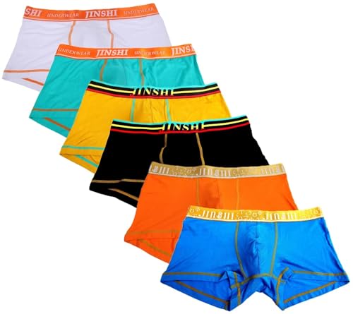 Jinshi Mens Bamboo Underwear Boxer Briefs, Colors(6-pack), Size L(28'-31')/US S