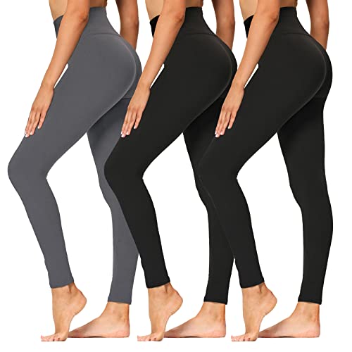 High Waisted Leggings for Women - Soft Athletic Tummy Control Pants for Running Cycling Yoga Workout - Reg & Plus Size