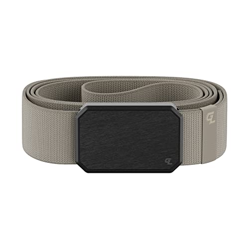 Groove Life Groove Belt Gun Metal/Flat Earth - Men's Stretch Nylon Belt with Magnetic Aluminum Buckle, Lifetime Coverage - X-Large (41-50')