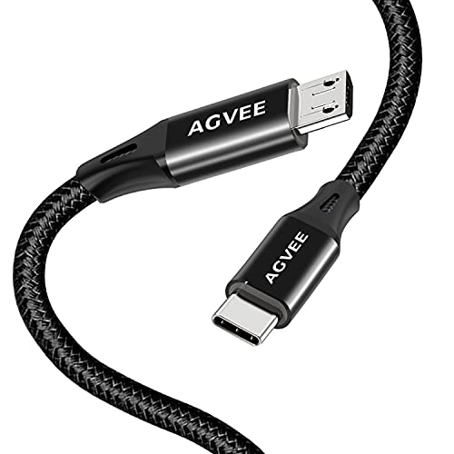 AGVEE 2 Pack 3ft USB-C OTG to Micro USB Cable, Braided Charger Data Sync Cord Charging Wire Adapter for Samsung Galaxy S7 S6, J7, J3, LG, PS4, Kindle, PS4 Xbox Controller, Android Phone, Black