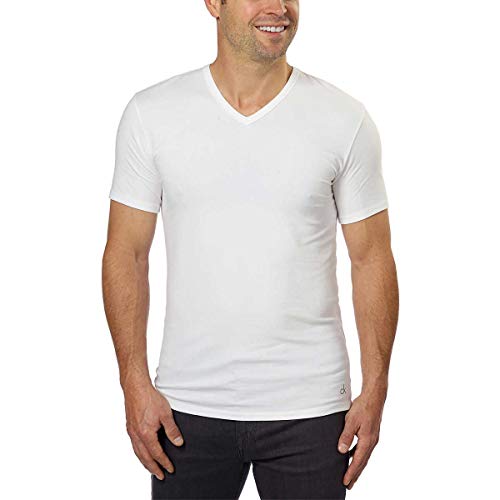 Calvin Klein Cotton Stretch V-Neck, Classic Fit T-Shirt, Men's (3-pack) (White or Black) (White, Large)