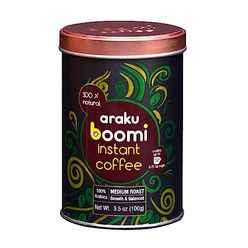 Araku Boomi Premium Single Origin Instant Coffee Powder, Medium Roast, Made from 100% Arabica Beans from Araku Valley | Best Instant Coffee | 3.5 Ounce Tin (1 Pack) (Up to 50 Cups)