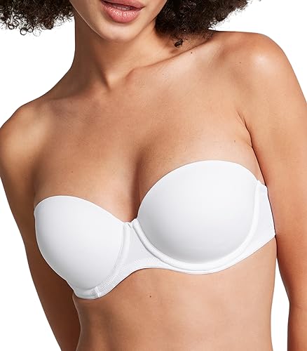 Victoria's Secret Pink Wear Everywhere Strapless Push Up Bra, Padded Bra, Adjustable Straps, Strapless Bras for Women, White (36B)