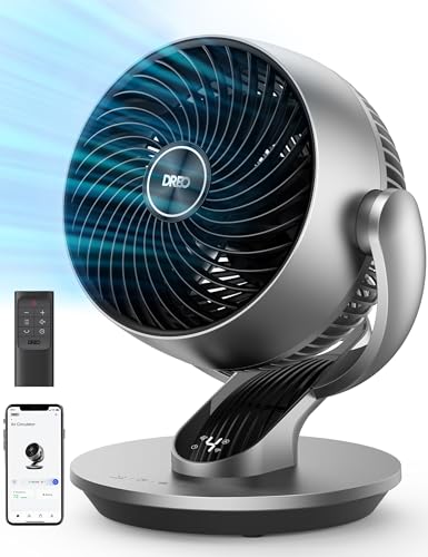 Dreo Smart Air Circulator Fan for Bedroom, 13 Inch Quiet Fans, 120°+90° Oscillating Fan with Remote Control, Powerful 70 ft, 4 Speeds, 5 Modes, 12H Timer, Table Fan for Home and Office