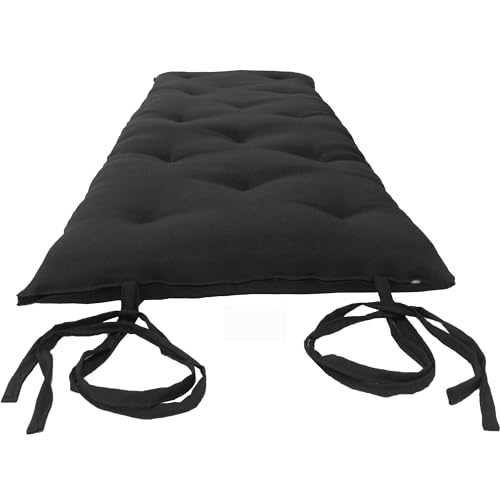 D&D Futon Furniture Full Size Black Traditional Japanese Floor Futon Mattresses 80 x 54 x 3, Foldable Cotton Cushion Mats, Yoga, Meditation