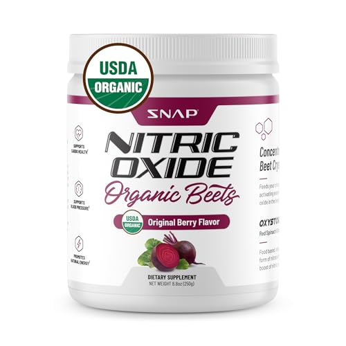 Snap Supplements USDA Organic Beet Root Powder, 3-in-1 Nitric Oxide Supplement, Support Healthy Blood Circulation, 250g (Mixed Berry)