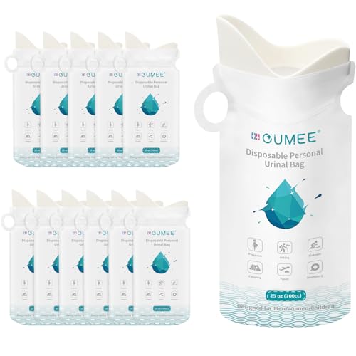 OUMEE 8/12/20/24/28 Pcs Emergency Disposable Urinal Bags, 700ML Camping Pee Bags Unisex Urine Bag Vomit Bag for Travel Traffic Jam Portable Toilet Bag for Men Women (8)