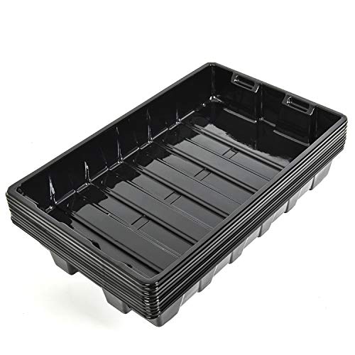 10 Pack Strong Plant Growing Trays, Extra Strength Durable Black Plastic (Without Drain Holes) for Greenhouse and Flowers, Wheatgrass, Sprouting