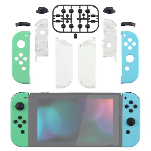 eXtremeRate DIY Replacement Shell Buttons for Nintendo Switch & Switch OLED, Mint Green & Heaven Blue Custom Housing Case with Full Set Button for Joycon Controller [Only The Shell, NOT The Joycon]