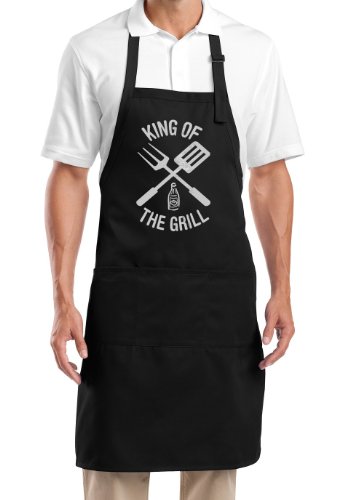 Mens BBQ Apron - King of the Grill Barbecue, Black