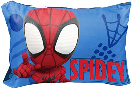 Jay Franco Marvel Spidey and His Amazing Friends Team Spidey 1 Single Reversible Pillowcase - Double-Sided Kids Super Soft Bedding