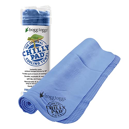 FROGG TOGGS Chilly Pad, Instant Cooling Towel, long lasting, reusable, Sports and Outdoors Neck Towel 33x13, Sky Blue