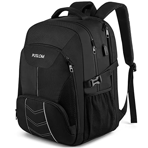 Extra Large Backpack for Men 55L,18.4Inch Travel Laptop Backpack with USB Charging Port Business Flight Approved Carry On Backpack,TSA Big Capacity Heavy Duty Computer Bag College Bookbag,Black