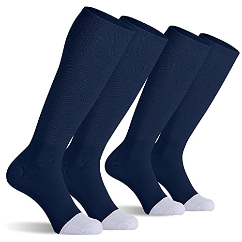 CELERSPORT 2 Pack Baseball Soccer Softball Socks For Youth Kids Men Women Multi-sport Tube Socks Navy Blue Medium