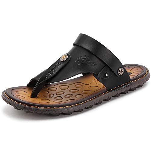 OHCHSH T-Strap Sandals House Beach Summer Universal Footbed Sandals Shoes US 10.5