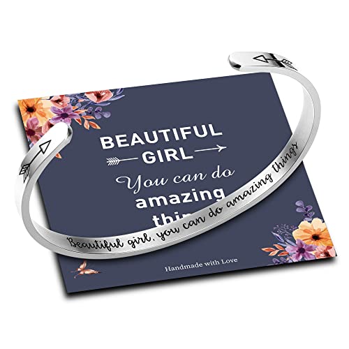 M MOOHAM Easter Gifts for Teen Girls Women-Teen Girls Bracelet Inspirational Gifts, Teenage Girls Bracelet Jewelry Graduation Gifts for Her, Beautiful Girls You Can Do Amazing Things