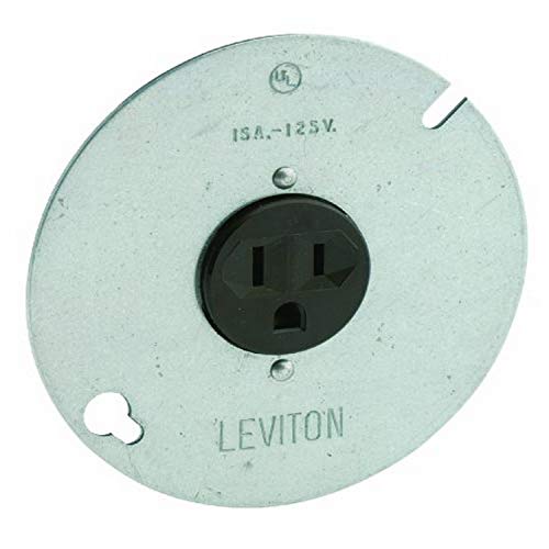 Leviton 5059 15-Amp, 125 Volt, 3-Wire Round Type Single Receptacle On 4-Inch Cover, Zinc Plated Steel , Green