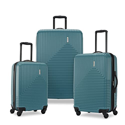 American Tourister Groove Hardside Luggage with Spinner Wheels, Teal, 3-Piece Set (Carry On, Medium, Large)