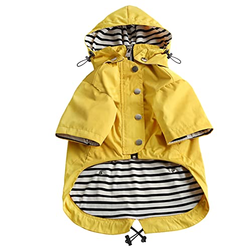 Morezi Dog Zip Up Dog Raincoat with Buttons Rain Water Resistant, Adjustable Drawstring, Removable Hood, Stylish Dog Raincoats with Legs - XS to XXL Available Yellow Medium