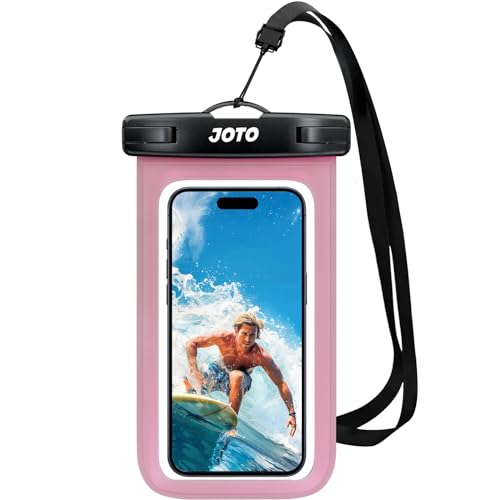 JOTO Universal Waterproof Phone Pouch Cellphone Dry Bag Case Cruise Beach Essentials for iPhone 15 14 13 12 11 Pro Max 8 7, Galaxy S23 S22 S21, Pixel up to 7' -Clearpink