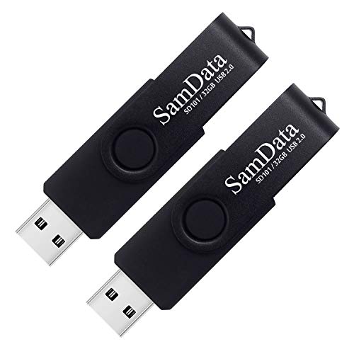 SamData 32GB USB Flash Drives 2 Pack 32GB Thumb Drives Memory Stick Jump Drive with LED Light for Storage and Backup (2 Pack Black)