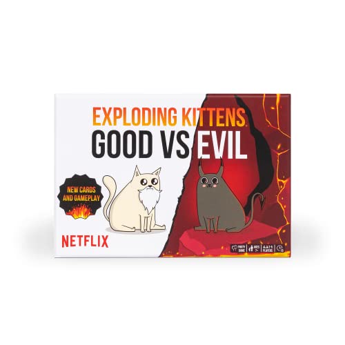 Exploding Kittens Good vs. Evil - 55 Cards Inspired by The Netflix Series - Elevate with New Characters - Family Games for Kids and Adults - Funny Card Games (Pack of 1)