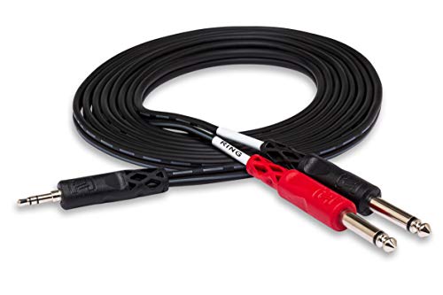 Hosa CMP-153 3.5 mm TRS to Dual 1/4' TS Stereo Breakout Cable, 3 Feet, Laptop
