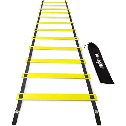 Yes4All Speed Agility Ladder Training Equipment with Carry Bag - 12 Rungs Yellow