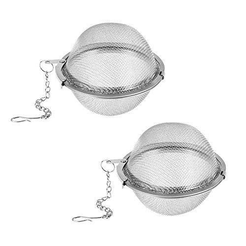 Tea Steeper, 2Pcs Mesh Tea Infuser Premium Tea Filter Tea Interval Diffuser with Extended Chain Hook for Brew Loose Leaf Tea and Spices & Seasonings