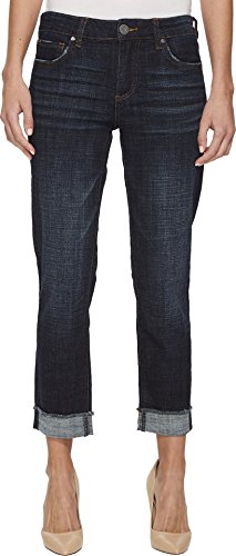 KUT from the Kloth Amy Crop Straight Leg Jeans Acknowledging/Euro Base Wash 6 25.5,