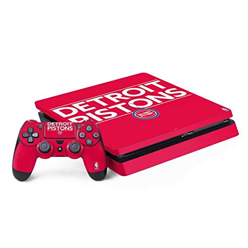 Skinit Decal Gaming Skin Compatible with PS4 Slim Bundle - Officially Licensed NBA Detroit Pistons Standard - Red Design