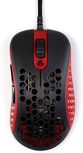 Skoll Mini SK-S ACE 2020 Edition 50g Ultralight Weight Honeycomb Design Ergonomic Wired Gaming Mouse with 3389 Sensor - PTFE Skates - 16,000DPI - Detachable Cable (Red)