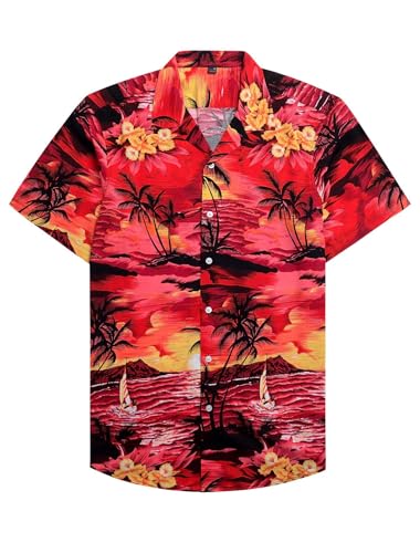 Alimens & Gentle Cotton Regular Fit Short Sleeve Casual Hawaiian Shirt for Men