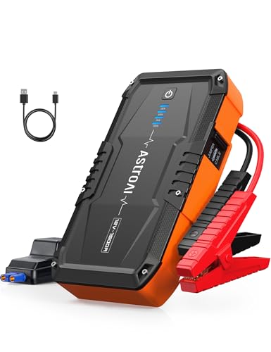AstroAI S8 Car Battery Jump Starter, 1500A Jump Starter Battery Pack for Up to 6.0L Gas & 3.0L Diesel Engines, 12V Portable Jump Box with 3 Modes Flashlight and Jumper Cable(Orange)