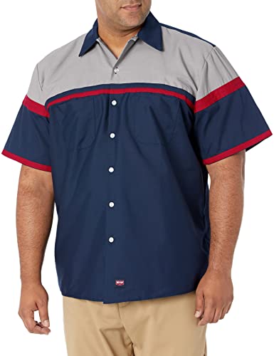 Red Kap Men's Standard Performance Tech Shirt, Navy/Red/Light Grey, X-Large