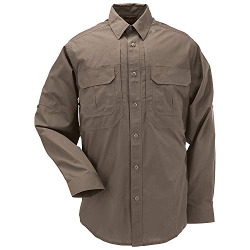 5.11 Tactical Taclite Pro Long Sleeve Work Shirt, Poly-Cotton Fabric, Teflon Finish, Tundra, Medium, Style 72175