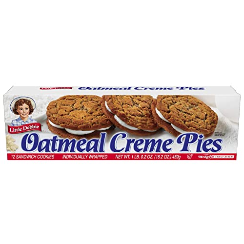 Little Debbie Oatmeal Crème Pies, 12 Individually Wrapped Sandwich Cookies, 16.2 OZ Box