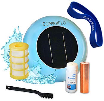 CopperFlo Solar Pool Ionizer - High Capacity | 85% Less Chlorine | Lifetime Replacement Program | Kill Algae | Longer Lasting Copper Anode | 25% More Ions | Keeps Pool Cleaner | Up to 45,000 Gal