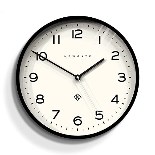 NEWGATE Number Three Echo Wall Clock - Analog Wall Clock - Modern Clock - Kitchen Wall Clocks - Round Wall Clock - Easy to Read - British Design - 14 Inch Clock (Black)